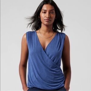 Athleta Breezy Wrap Navy Blue Tank Top Size Large